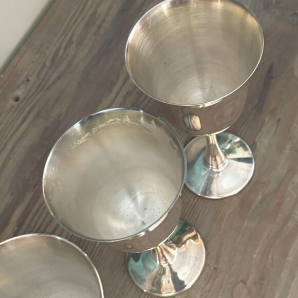 Vintage Silver Plated Salem Portugal MCM Wine Water Goblet Cup Chalice Set Of 4 - Picture 8 of 9